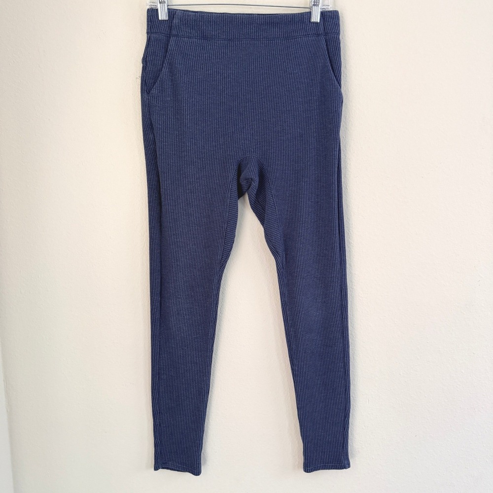 Lunya Restore Waffle Knit Legging Pants Blue Pima Cotton Blend Medium